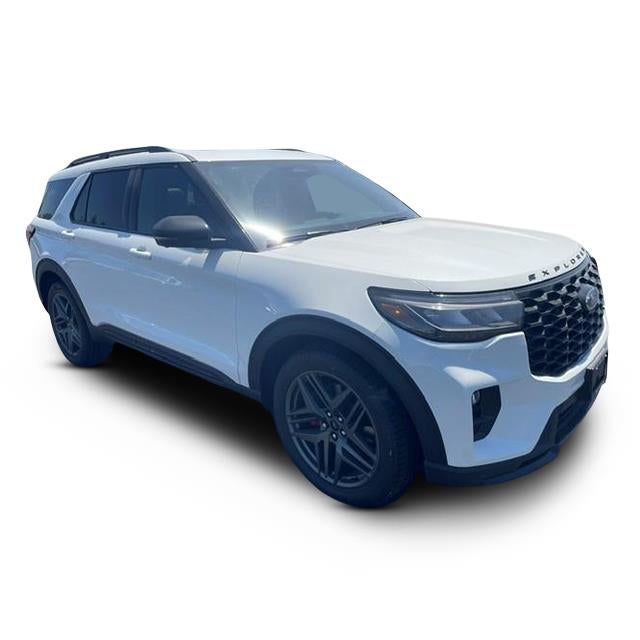 2026 Ford Explorer ST in Star White Metallic Tri-Coat — front three-quarter view